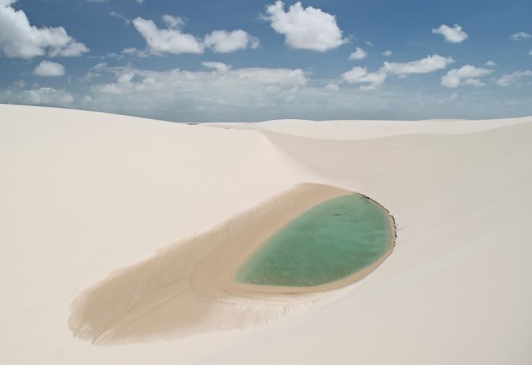 A sand dune of Lencios Maranhenses in Maranhao Brazil