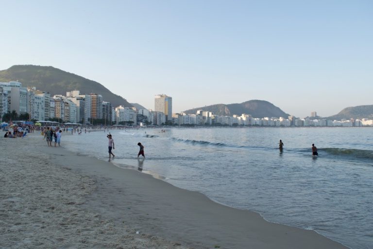 Rio De Janiero Copacabana beach at golden hour
